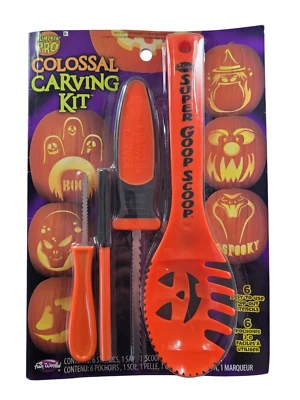 Kit Tallado Calabaza Gigante Colosal Halloween Tallador Cortador con Plantillas NUEVO Foto 1 de 4