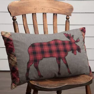 Cumberland Cuscino Applique Alce 14x22 Marche VHC Rosso Nero Grigio - Foto 1 di 6