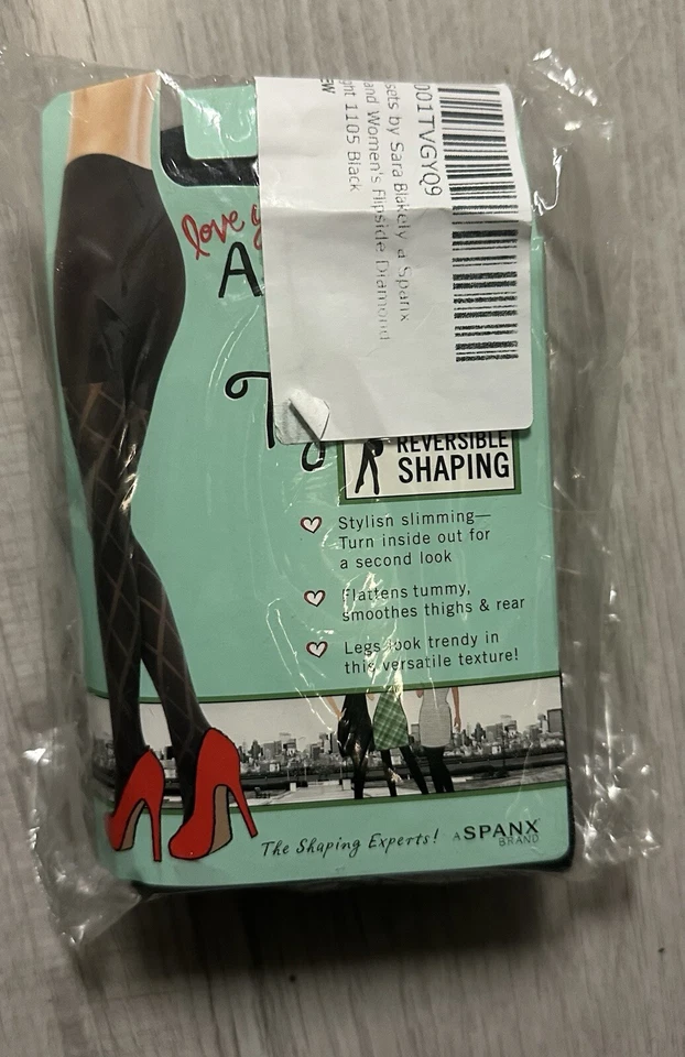Spanx Love your Assets Flipside Diamond Tights Black Size 5 220-265 Lbs