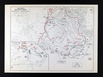 WWII Map 57 South France Rhone Operations Toulon Marseille Cannes Aug 1944 WW2 - Image 1 of 4