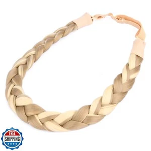DIGUAN Synthetic Hair Braided Headband Classic Chunky Wide Plaited Braids Ela - Picture 1 of 5
