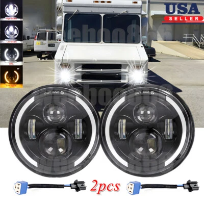 2 peças ajuste chevrolet P10 P20 P30 Van 7 polegadas faróis de LED redondos feixe alto-baixo com DRL - Imagem 1 de 4