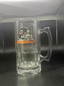 Chicago Bears Large Glass Beer Mug  NFL Licensed Metal Decal -New  Never Used🍺