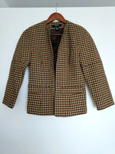 BODY BY VICTORIA JACKET blazer brown check wool Size4 UK8 zip lined long sleeved - Picture 1 of 11