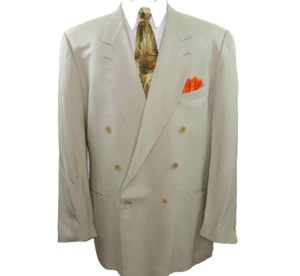 Ermenegildo Zegna Soft Mens Pure Silk Solid Beige Blazer Jacket Sport Coat 46 L - Picture 1 of 14