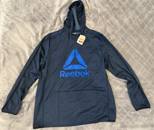 Reebok Pullover Hoodie Mens Size XL Blue Hooded Long Sleeve Sweatshirt NEW - Picture 1 of 8