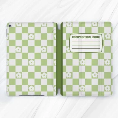Funda libro floral verde a cuadros para iPad 10.2 Air 3 4 5 Pro 9.7 11 12.9 Mini Foto 1 de 4