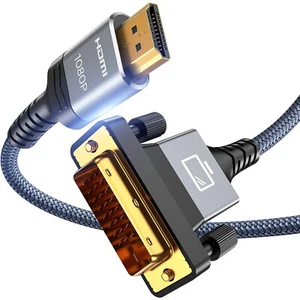 DVI to HDMI Cable DVI-D 24+1 Pin Male to HDMI Male Digital Lead PC to HD TV LCD - Picture 1 of 8