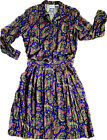 Vintage 80?S Purple Paisley Shoulder Pad Top Pleat Skirt Set Women?S Size Large