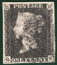 GB PENNY GREY-BLACK 1840 Stamp SG.3 1d Plate 6 (QK) *RE-ENTRY* Used MX BRRED77