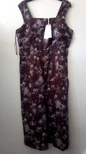 TU Woman Jumpsuit Size 14 Linen Brown sleeveless palm trees New with Tags NWT - Picture 1 of 7