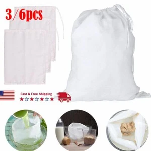 3/6x Organic Cotton Nut Milk Bag Reusable Food Strainer Brew Coffee Cheese Cloth - Picture 1 of 12