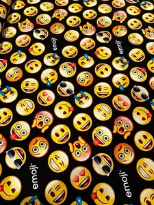 EMOJI FABRIC BY THE YARD DAVID TEXTILES  100% COTTON FROM THE BOLT! NEW! - Picture 1 of 3