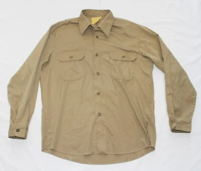 CAMISA DE TRABAJO SEARS DE COLECCIÓN AÑOS 80 Botón Marrón HOMBRE MEDIANA M 15 Perma-Prest Poli-Algodón Foto 1 de 4