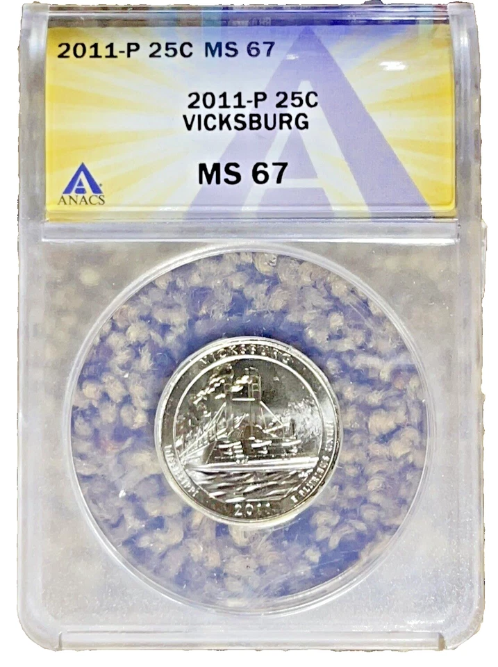 2011 P 25c Anacs MS67 VICKSBURG NP Washington America the Beautiful Quarter - Image 1 of 2