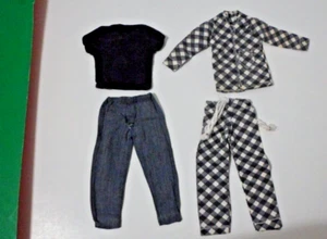 CLONE VTG SIZE Ken FRED 12" doll clothes BLACK CHECK PAJAMA SET SLACKS TOP - Picture 1 of 2