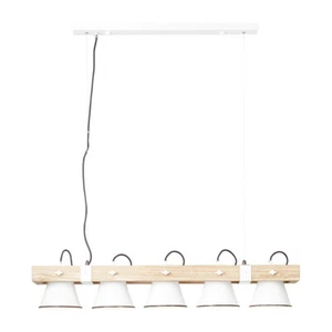 LED Pendelleuchte Deckenlampe Esstisch Licht Plow Weiß/Holz 95cm max. 5 x 4W E27 - Bild 1 von 7
