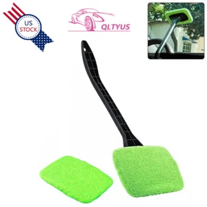 Windshield Cleaning Tool Car Window Wiper Cleaner Glass Brush W/ 2 Reusable Pad - Picture 1 of 8