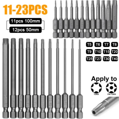 11-23Pcs Security Torx Head Screwdriver Bit Set Magnetic 1/4" Hex Shank Impact - Image 1 of 4