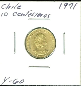 1971 CHILE 10 CENTESIMOS BU UNC COIN - Picture 1 of 2