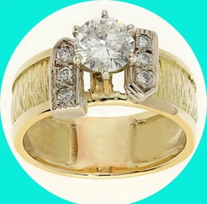 Natural Diamond Engagement Wide Band Ring 1.40CT Multi Gold Rd Brilliant Sz 8.75 - Afbeelding 1 van 8
