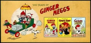 AUSTRALIA 2021 GINGER MEGGS CARTOON SOUVENIR SHEET OF 3 STAMPS MINT MNH UNUSED - Picture 1 of 3