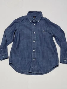 (#30) Ralph Lauren Blue Chambray Button Up Girls Size 5 - Picture 1 of 6