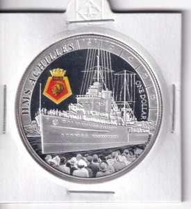 NEW ZEALAND PROOF: 2014 HMAS ACHILLES ONE OUNCE (1oz) .999 SILVER COIN - Picture 1 of 2