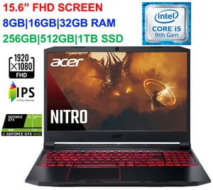 2020 Acer Nitro 5 15.6'' FHD Gaming Laptop Intel i5 GTX 1650,32GB RAM&1TB SSD - Picture 1 of 10