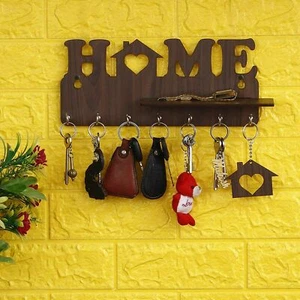 Home Decor Keys Wooden Key Holder with 7 Hooks, Free Keychain - Bild 1 von 3
