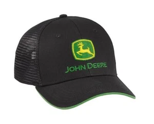 LP69079 John Deere Licensed Black Mesh Back Hat / Cap - Picture 1 of 1