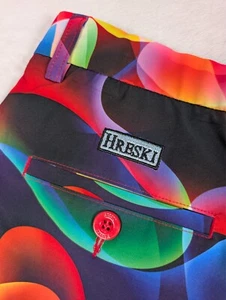 Pantaloncini da golf Hreski uomo taglia 32 10" multicolore vortici psichedelici AOP performance - Foto 1 di 6
