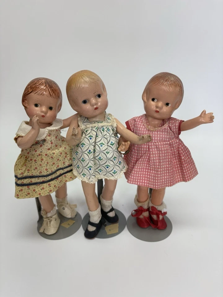 "Muñeca antigua EFFANBEE PATSYETTE Patsy 9,5"" Composición Muñeca ¡Lote de 3! WOW! Foto 1 de 4