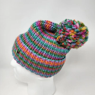 Kate Spade New York Beanie Women's OS Snow Pea Merle Striped Pom-Pom - Image 1 of 4