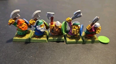 Warhammer Fantasy Citadel Marauder Dwarf Clansmen x 5 MM15 Metal Painted - Image 1 of 4