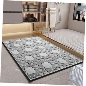 Bath Mat for Bathroom Non Slip Washable Bathroom Rug Boho Luxury 17"x24" Grey - Picture 1 of 7