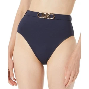 Parte inferior de natación Michael Kors para mujer con ladrado cintura alta azul marino talla S 14279 - Imagen 1 de 2