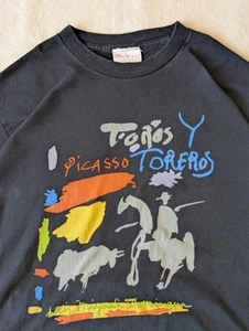 Picasso Vintage 1998 Toros Y Toreros Black Boxy Single Stitch Art Tee Large USA - Picture 1 of 8