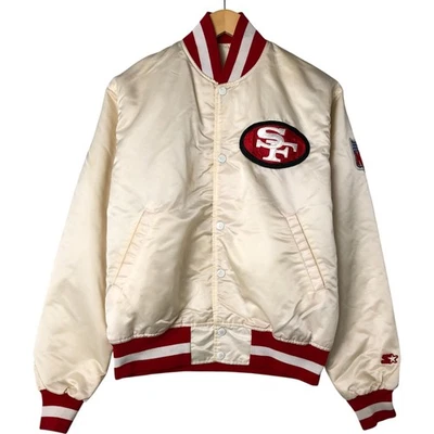 Used Starter San Francisco 49ers padded nylon varsity jacket size M (men's) - Image 1 of 4