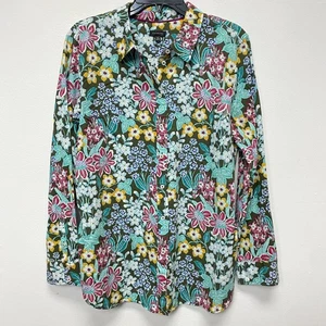 Camisa con botones Talbots talla XL mezcla de algodón floral ligera casa costera - Imagen 1 de 10