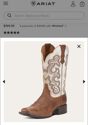 Ariat 女式靴子 QuickDraw 尺码 7.5 B 中号方头全新颜色:沙尘暴 — 第 1/4 张图片