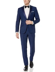 Adam Baker Men's 2-Piece Slim Fit Peak Lapel Formal Tuxedo Suit Set - Picture 1 of 4
