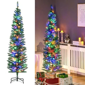 Christmas Tree Prelit LED Slim Pencil 6ft Realistic Artificial Decoration - Picture 1 of 10