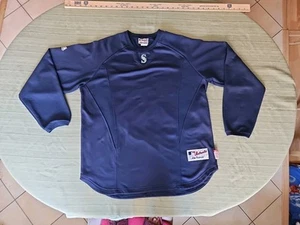 Vintage 90s Majestic Seattle Mariners MLB Baseball Crewneck Waffle Knit Sweater - Picture 1 of 7