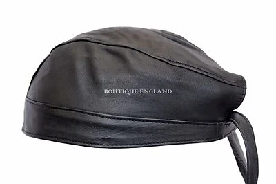 Motorbike Wholesale Leather BANDANA Black Biker Real Leather Zandana Pre-Tied - Image 1 of 4