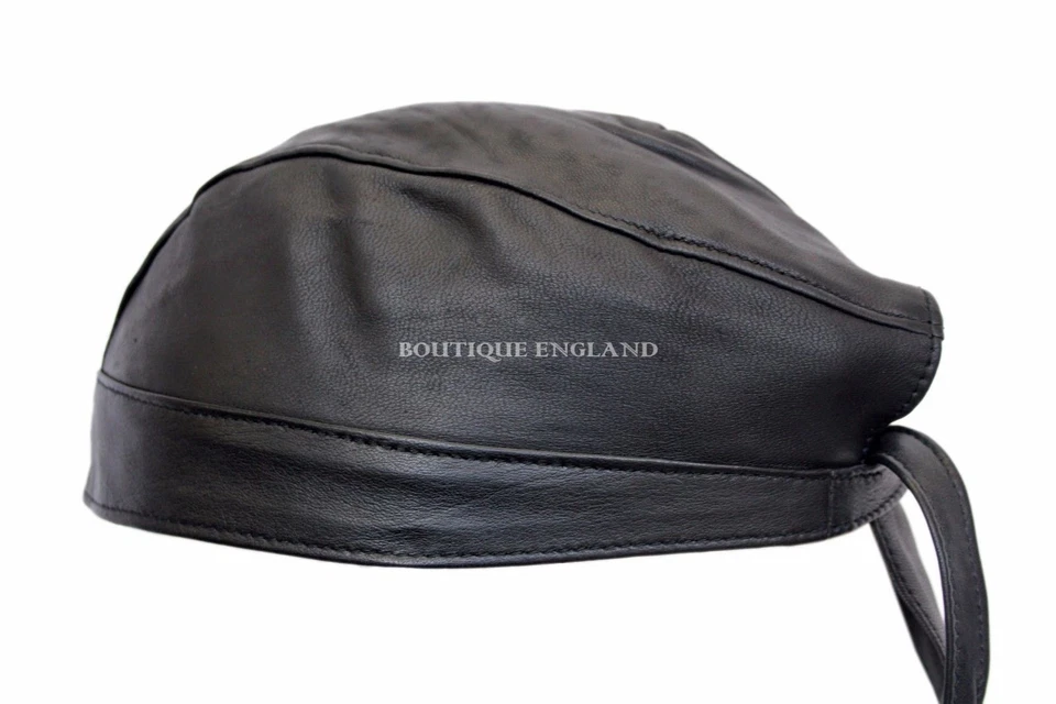 Motorbike Wholesale Leather BANDANA Black Biker Real Leather Zandana Pre-Tied - Image 1 of 4