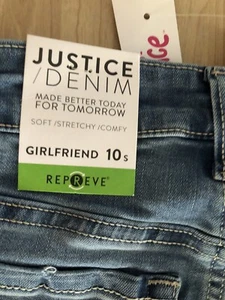 NEW, GIRLS JUSTICE DESTRUCTED GIRLFRIEND JEANS, SIZE 10 SLIM - Picture 1 of 5