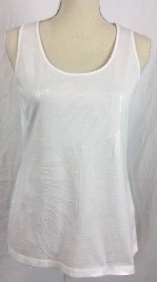 Camiseta sin mangas Dana Buchman blanca pequeña con lentejuelas nueva sin etiquetas Foto 1 de 4