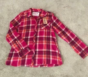 Mudd Plaid Girl's Long Sleeve Shirt - Pink - Size 20 1/2 - New NWT - Picture 1 of 2