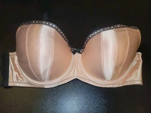 Women's Creme Bralee Stunning Pink Burlesque Lace Trim Sheer Wings Bra 44C NWT - Picture 1 of 10
